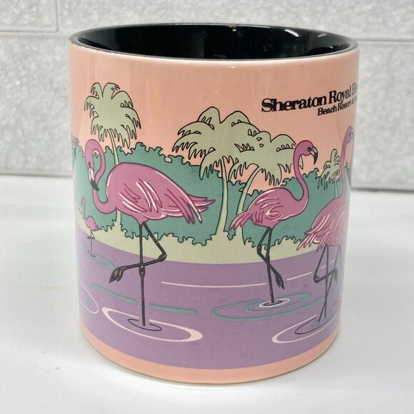 Vtg Sheraton Royal Biscayne Bay Miami Resort Hotel Coffee Mug Cup Flamingo Deco - Picture 5 of 11